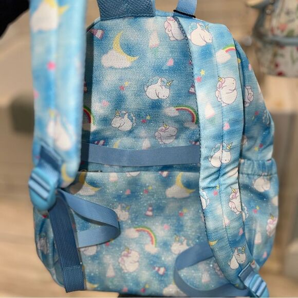 Sun Eight full size light blue unicorn print kids backpack with keychain- NWT - Picture 8 of 9